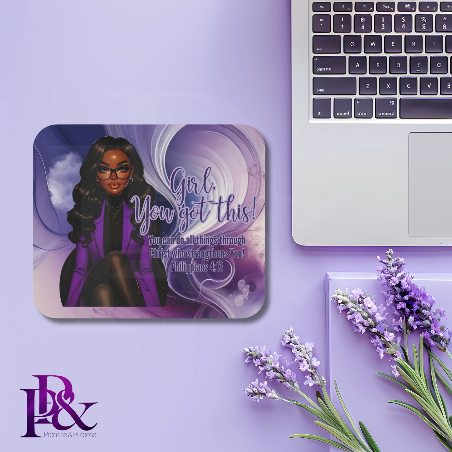 Girl, You Got This Purple Swirl Mouse Pad | Faith-Based Desk Decor | YGTW19SW