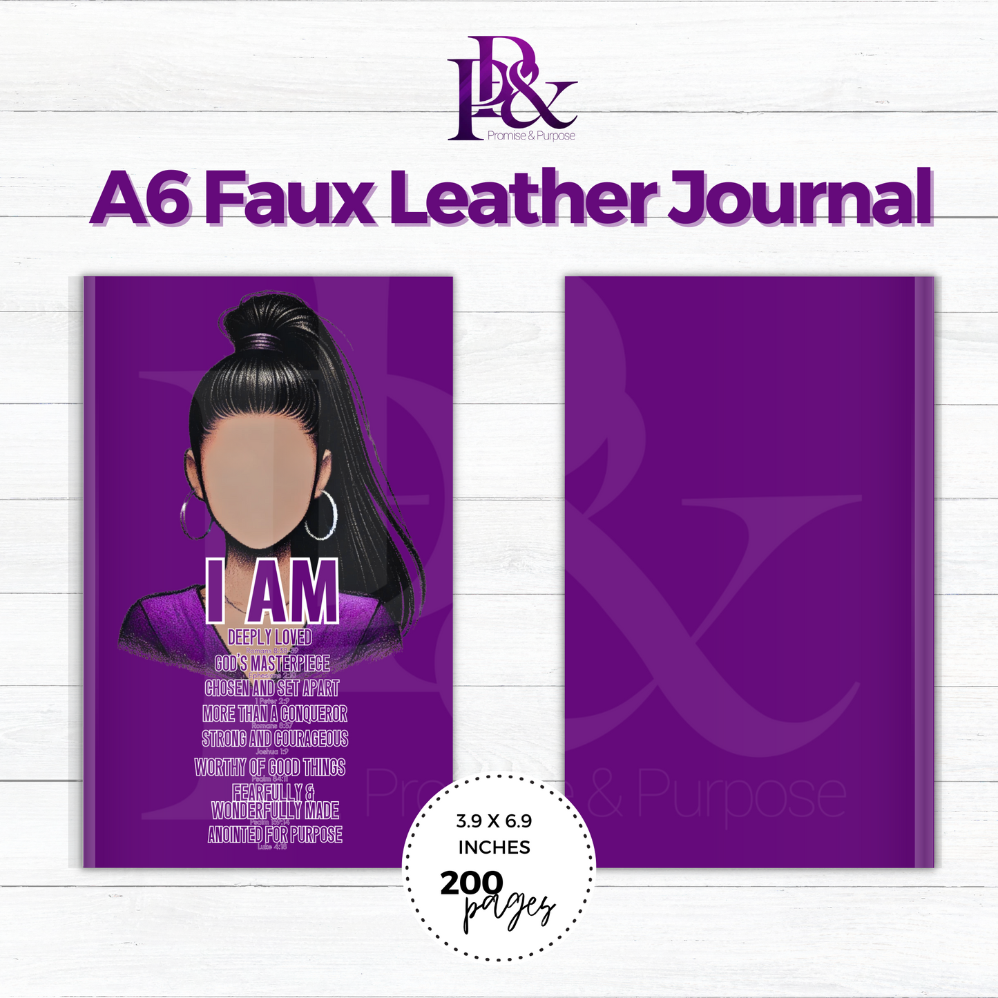I am Scripture Purple A6 Faux Leather Journal | IAM11J