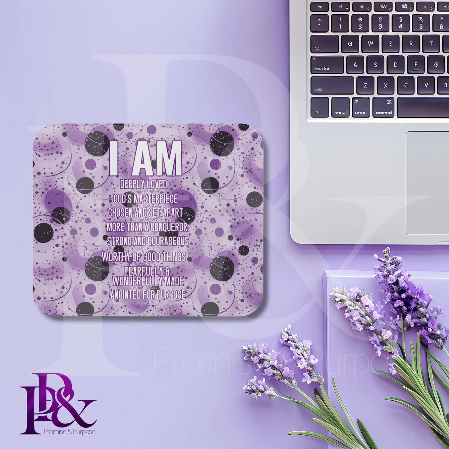 I am Scripture Text Mouse Pad | Faith-Based Desk Decor | IAMTXT05