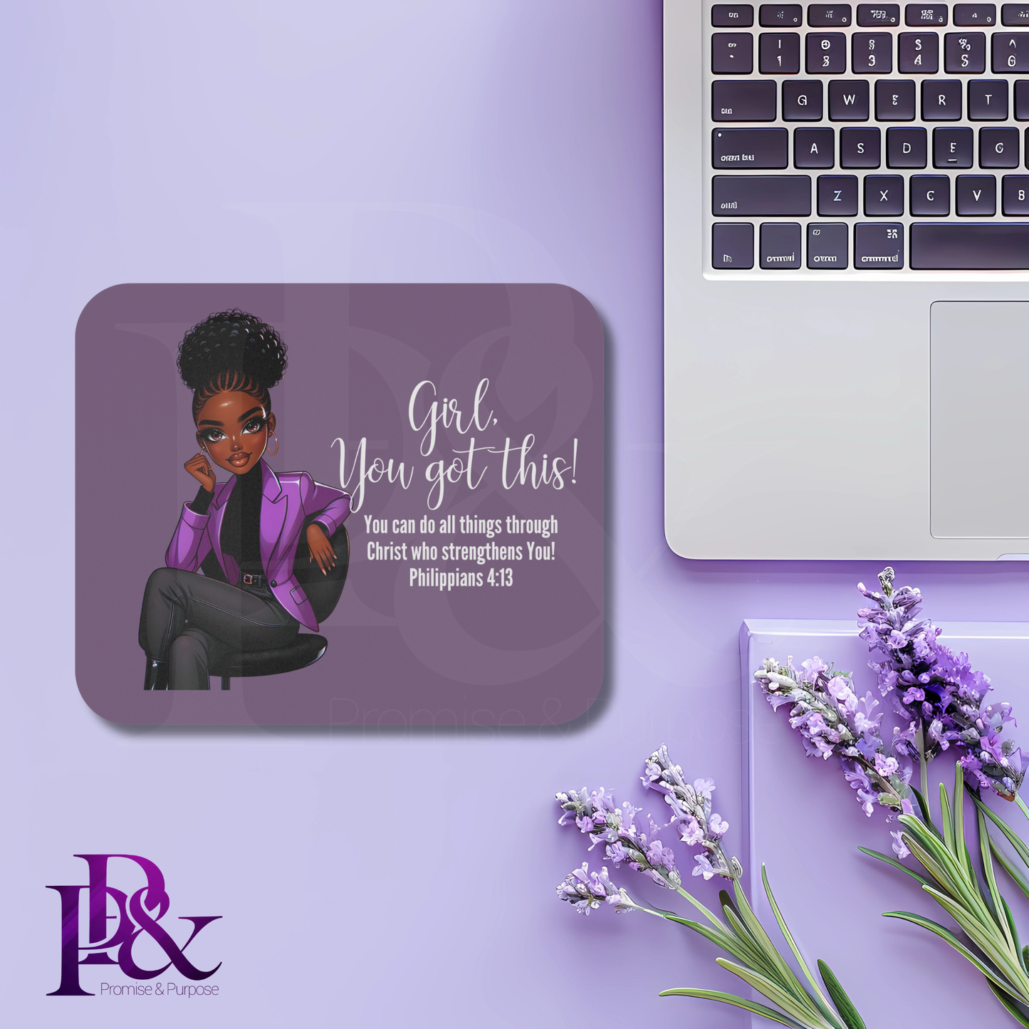 Girl, You Got This Violet Mouse Pad | Faith-Based Desk Decor | YGTW04PV