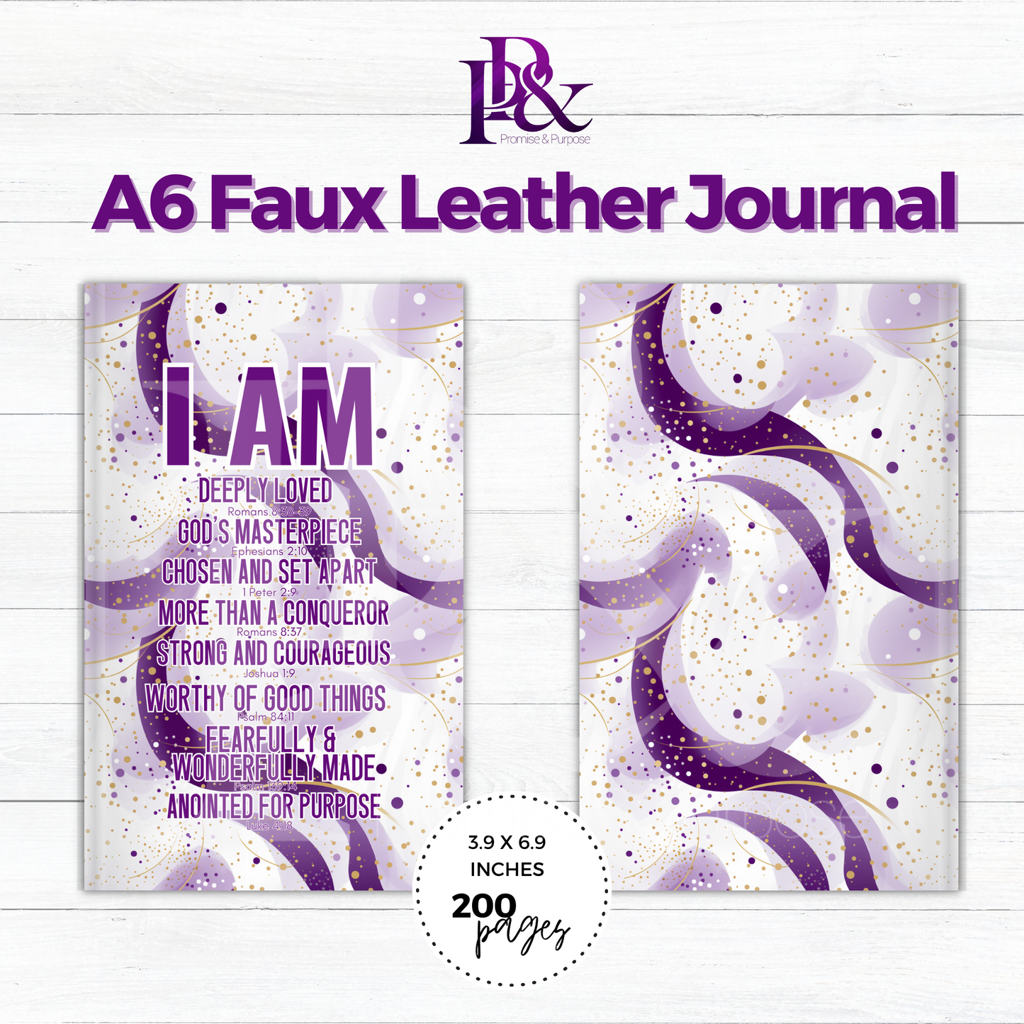 I am Scripture Purple A6 Faux Leather Journal | IAMTXT06J