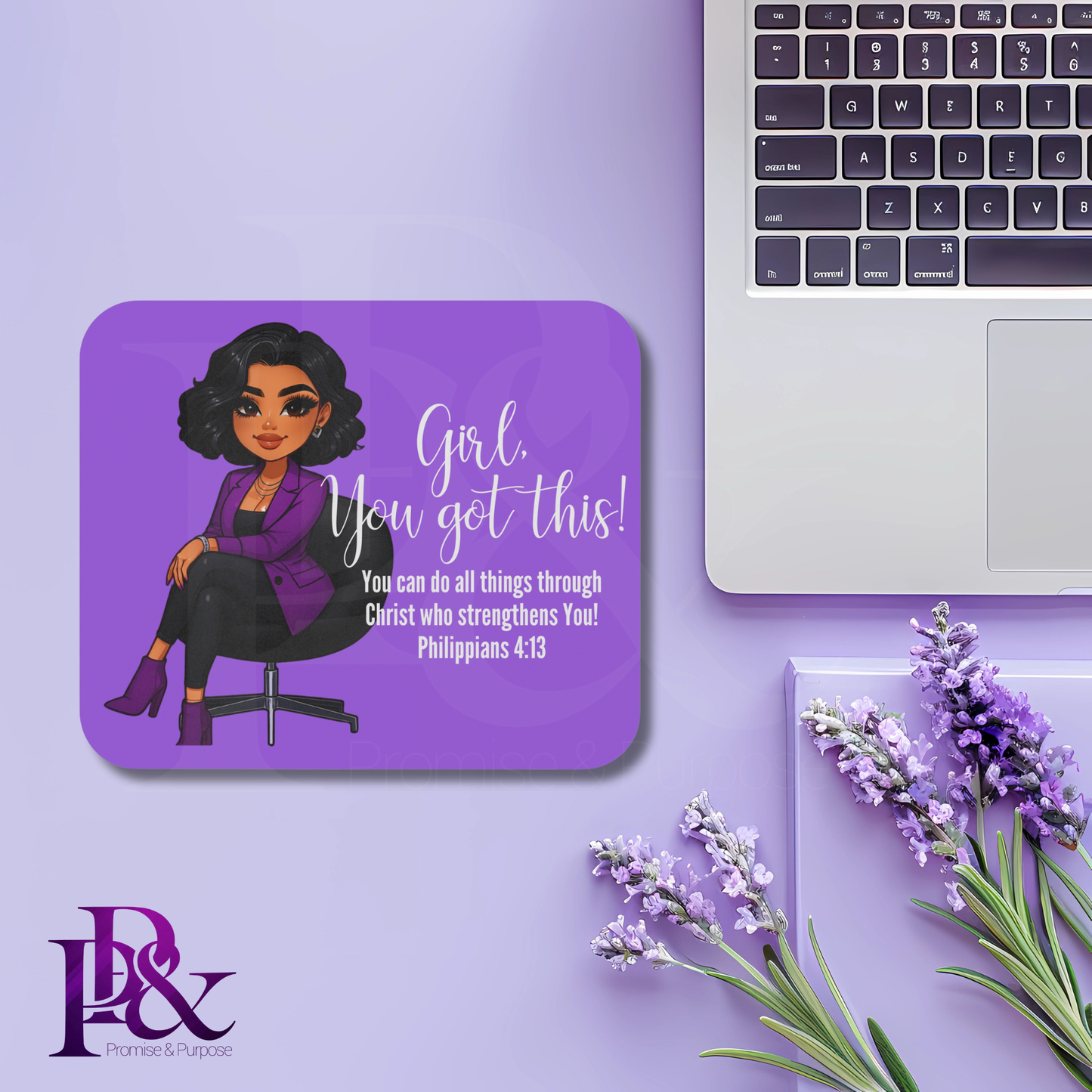 Girl, You Got This Amethyst Mouse Pad | Faith-Based Desk Decor | YGTW06A