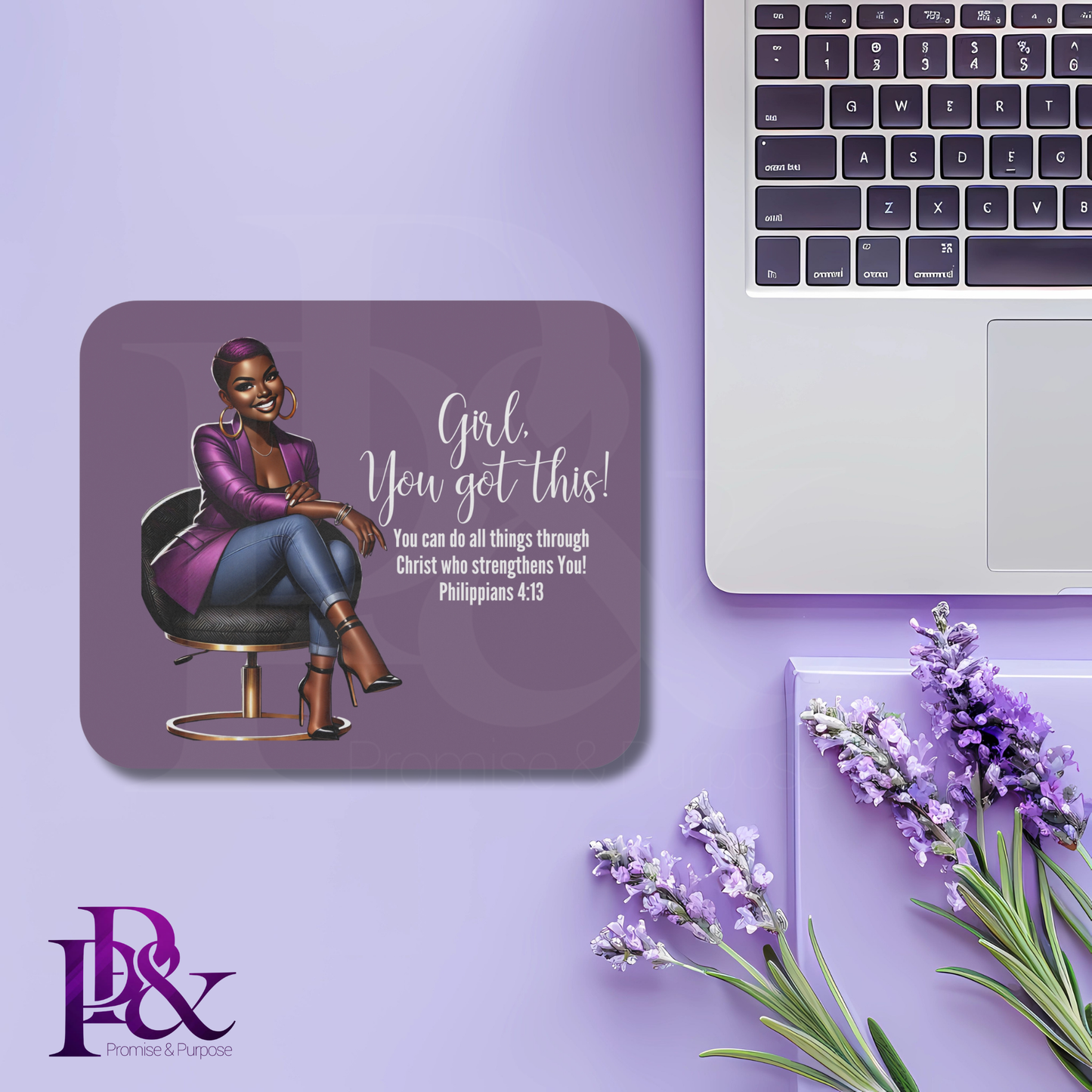 Girl, You Got This Violet Mouse Pad | Faith-Based Desk Decor | YGTW13PV