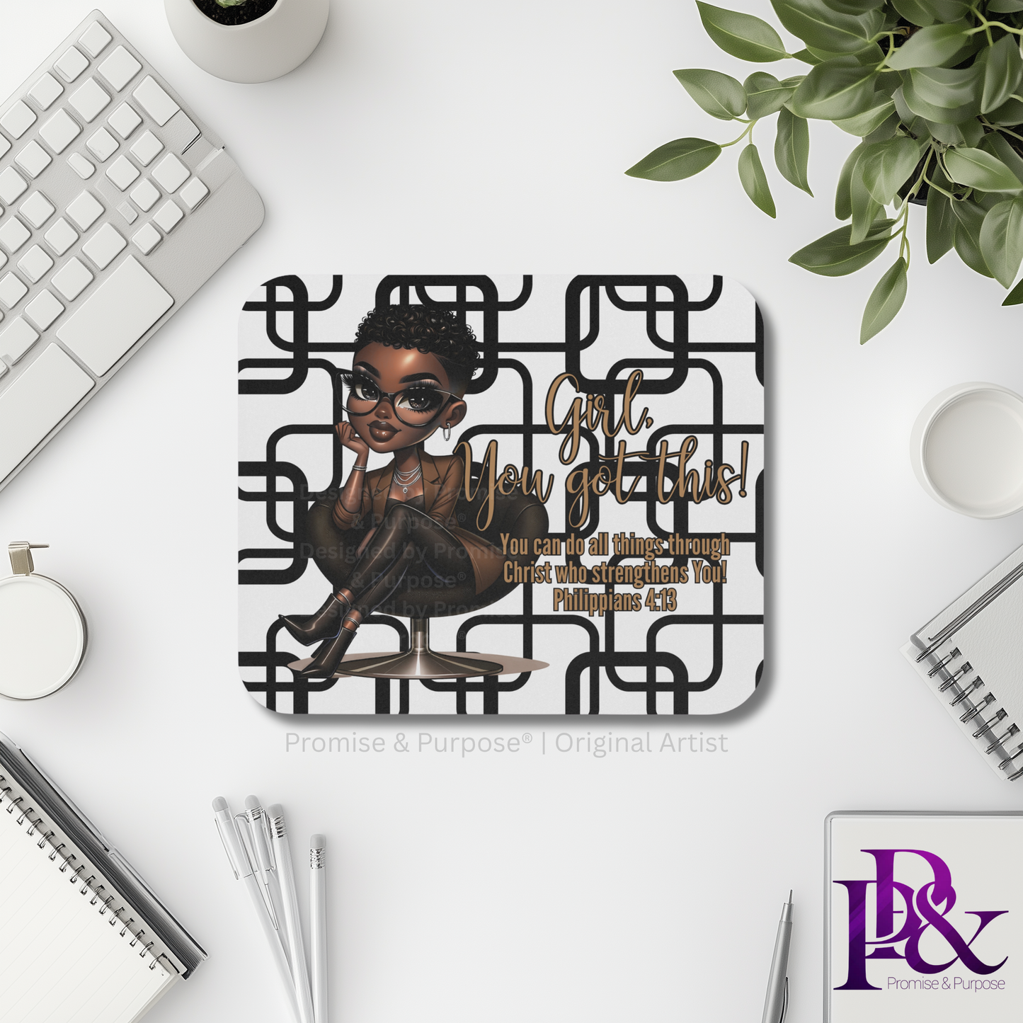 Girl You Got This mousepad by Promise & Purpose® for Christian desk decor and daily motivation. A faith-inspired workspace accessory to keep you encouraged.