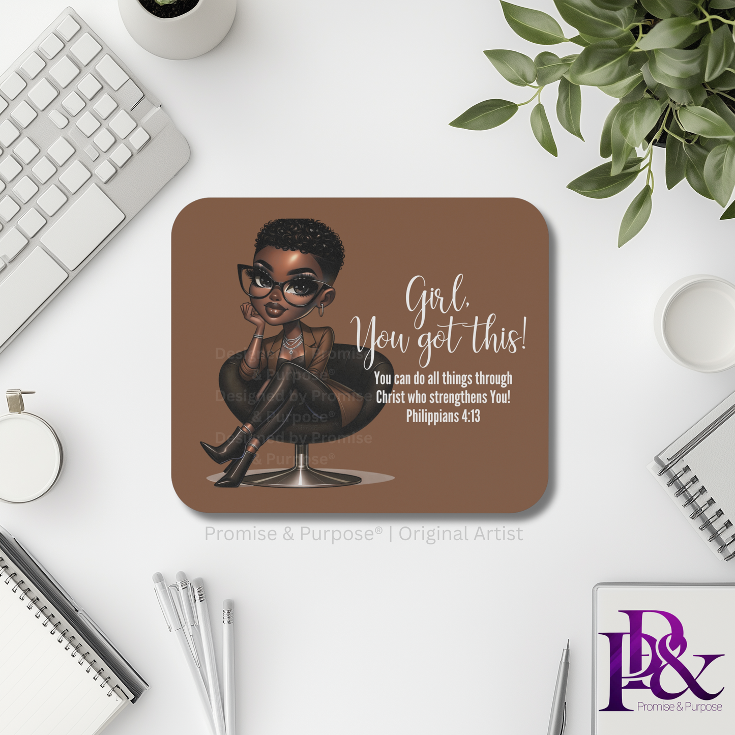 Girl You Got This™ Inspirational Mousepad for Women | Signature Collection GYM-001BRN