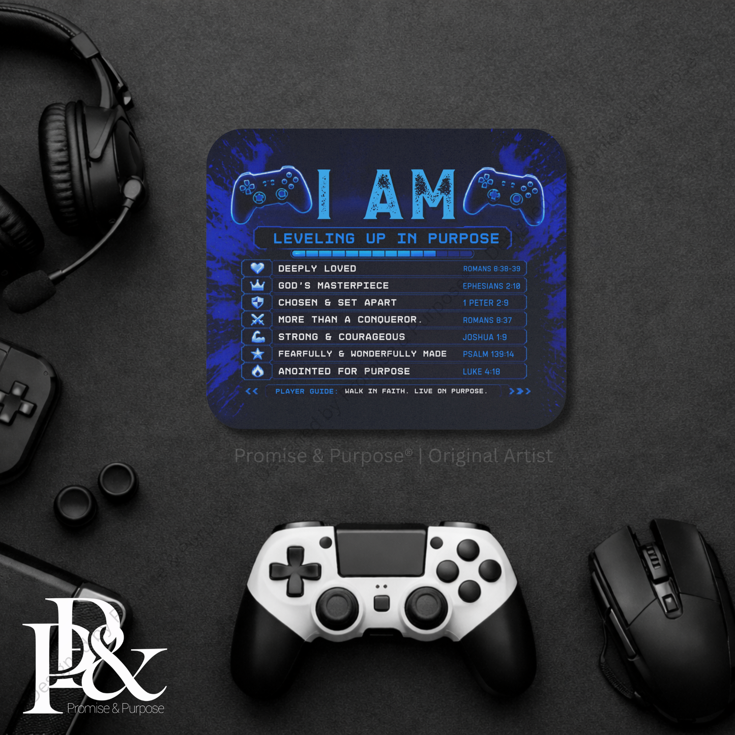 I Am Scripture Affirmation Mousepad – Faith Office Desk Decor for Men | IAM064