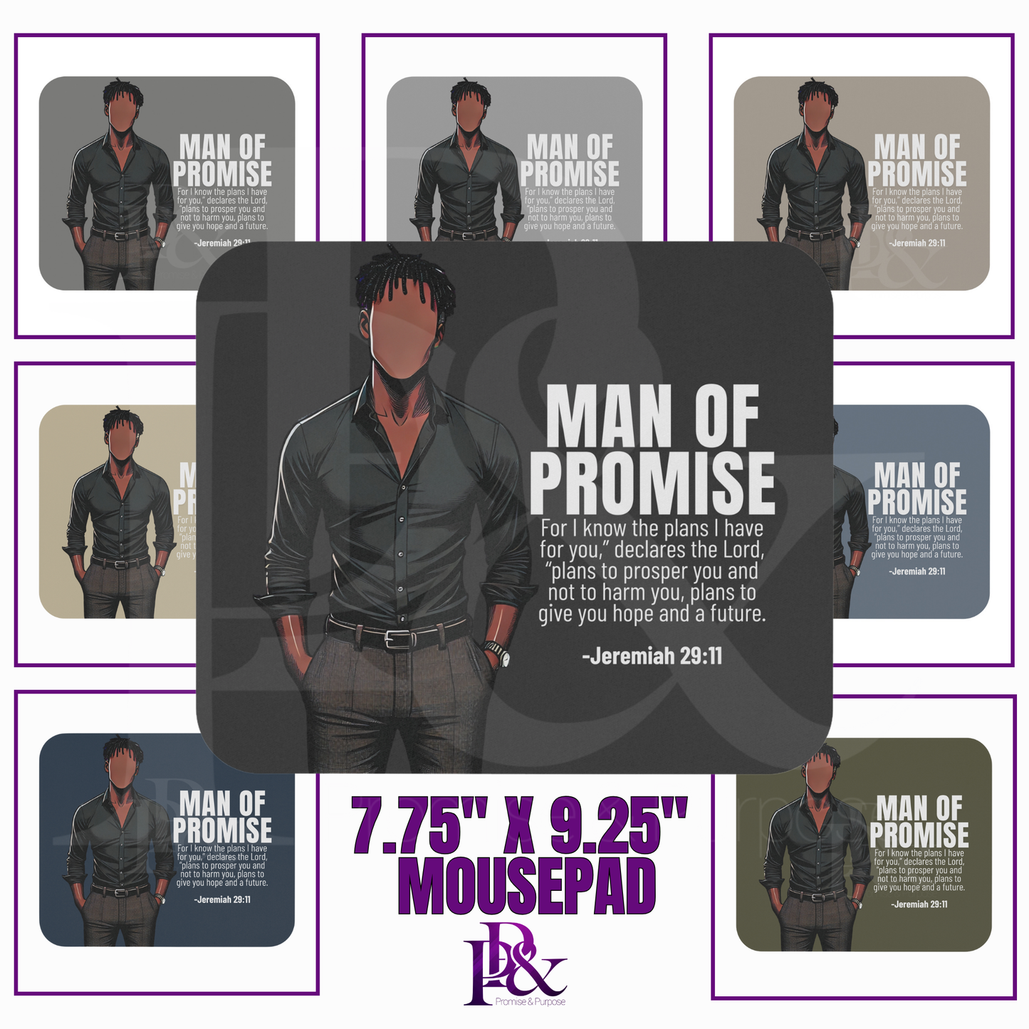 Men of Promise Mousepad – African American Men - MOPBG06 | Christian Desk Accessories | Faith-Based Gifts for Him | Stylish Office Decor