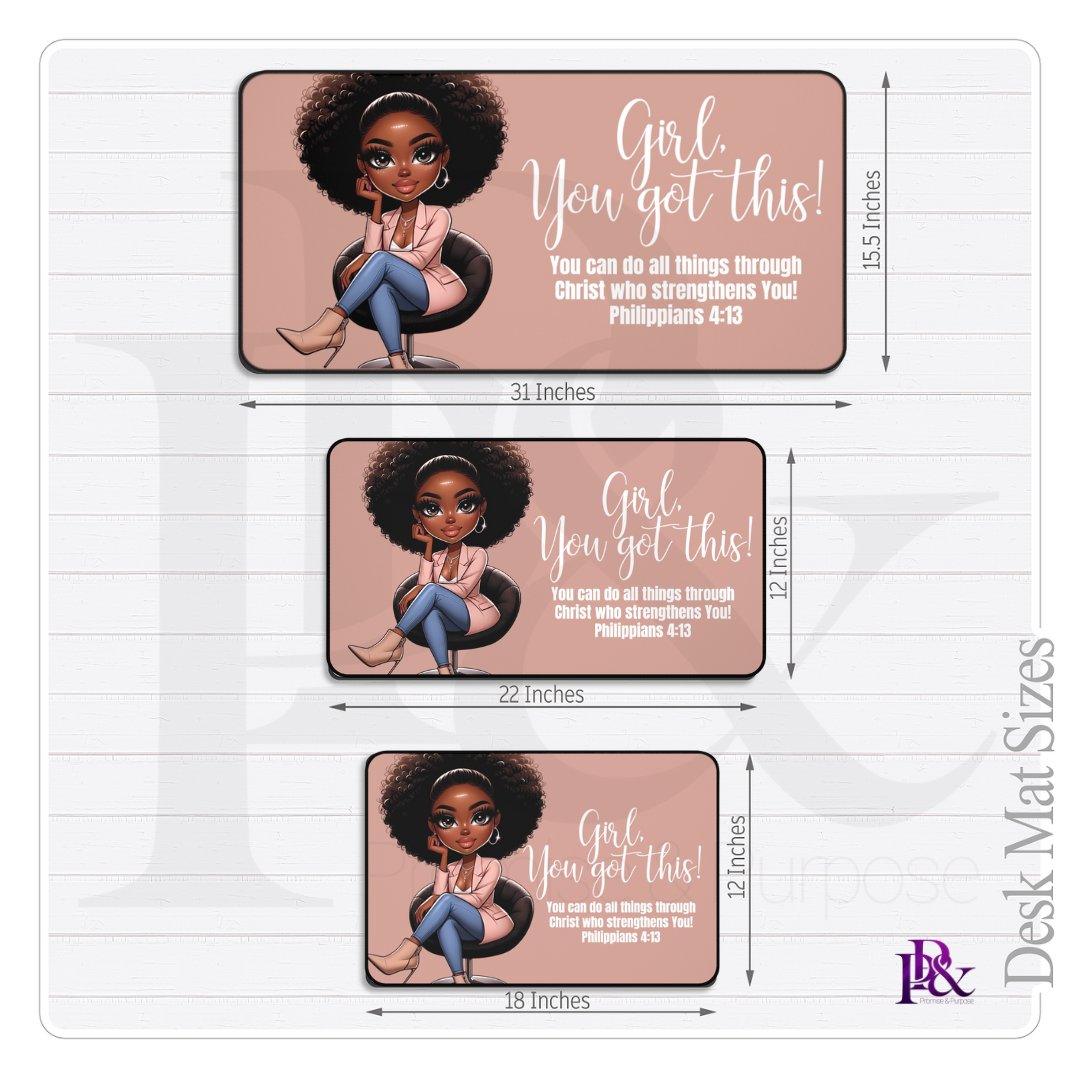 Girl You Got This desk mat - Pink Big Natural Desk Mat - YGTW02PINK