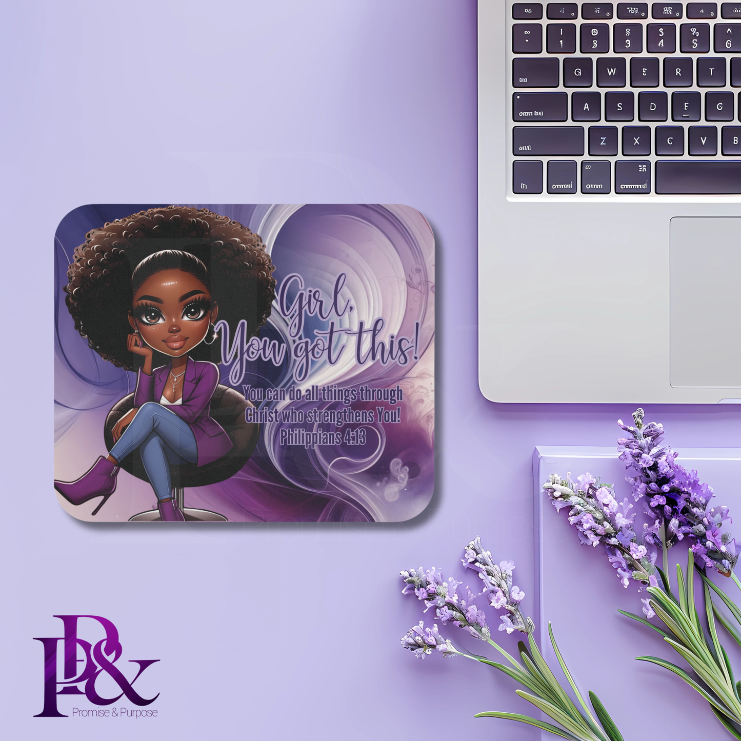 Girl, You Got This Purple Swirl Mouse Pad | Faith-Based Desk Decor | YGTW02PSW
