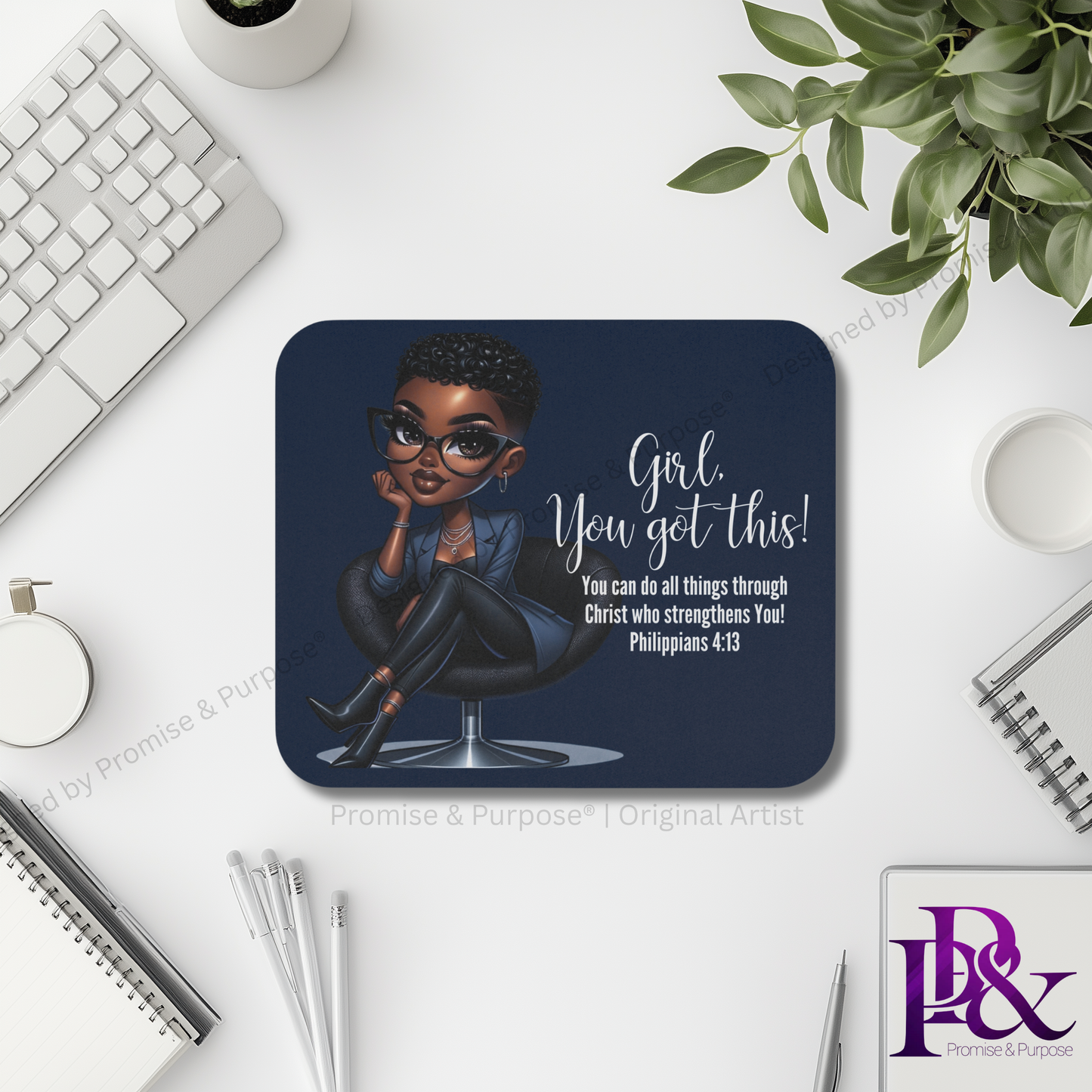 Girl You Got This™ mousepad by Promise & Purpose® featuring faith-inspired encouragement for women, perfect for office desks, home workspaces, and everyday motivation.