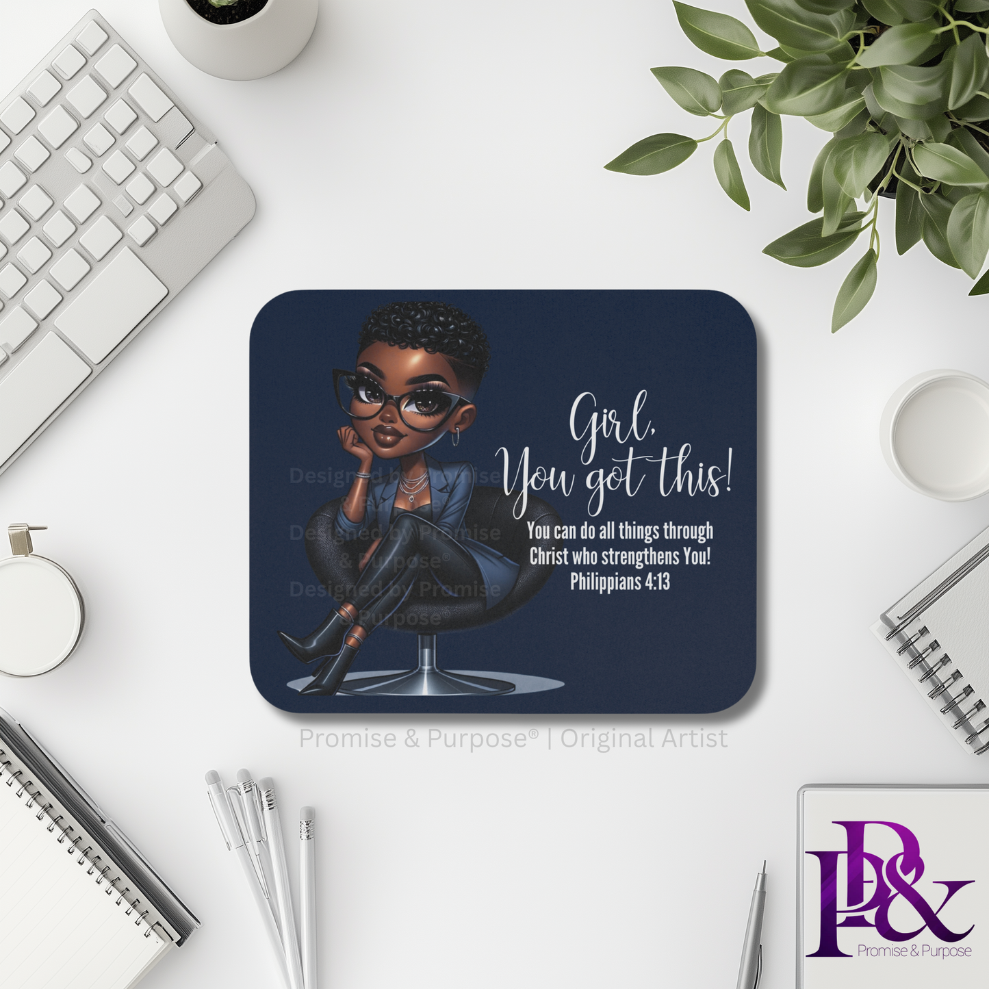 Girl You Got This™ mousepad by Promise & Purpose® featuring faith-inspired encouragement for women, perfect for office desks, home workspaces, and everyday motivation.