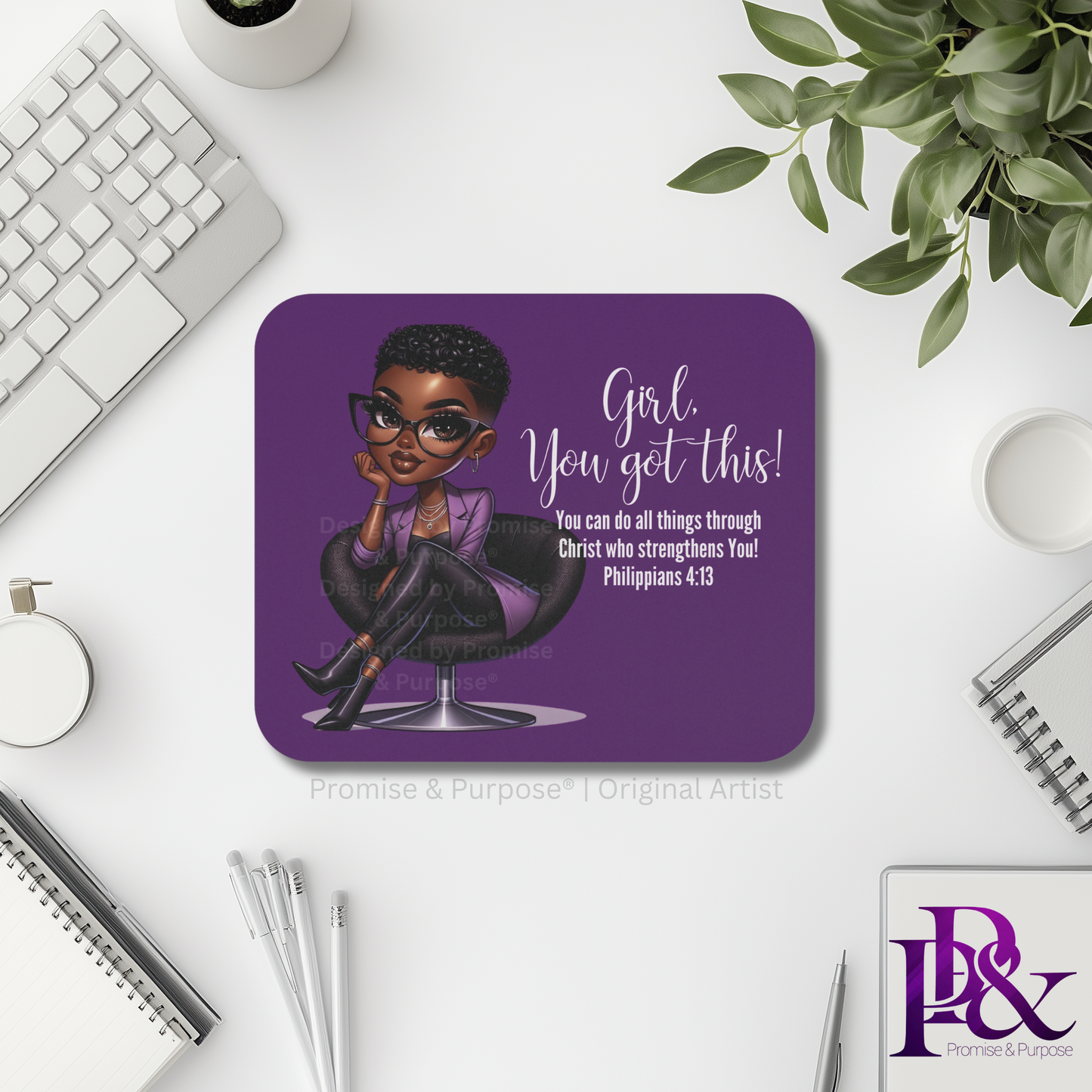 Girl You Got This™ mousepad by Promise & Purpose® featuring faith-inspired encouragement for women, perfect for office desks, home workspaces, and everyday motivation.