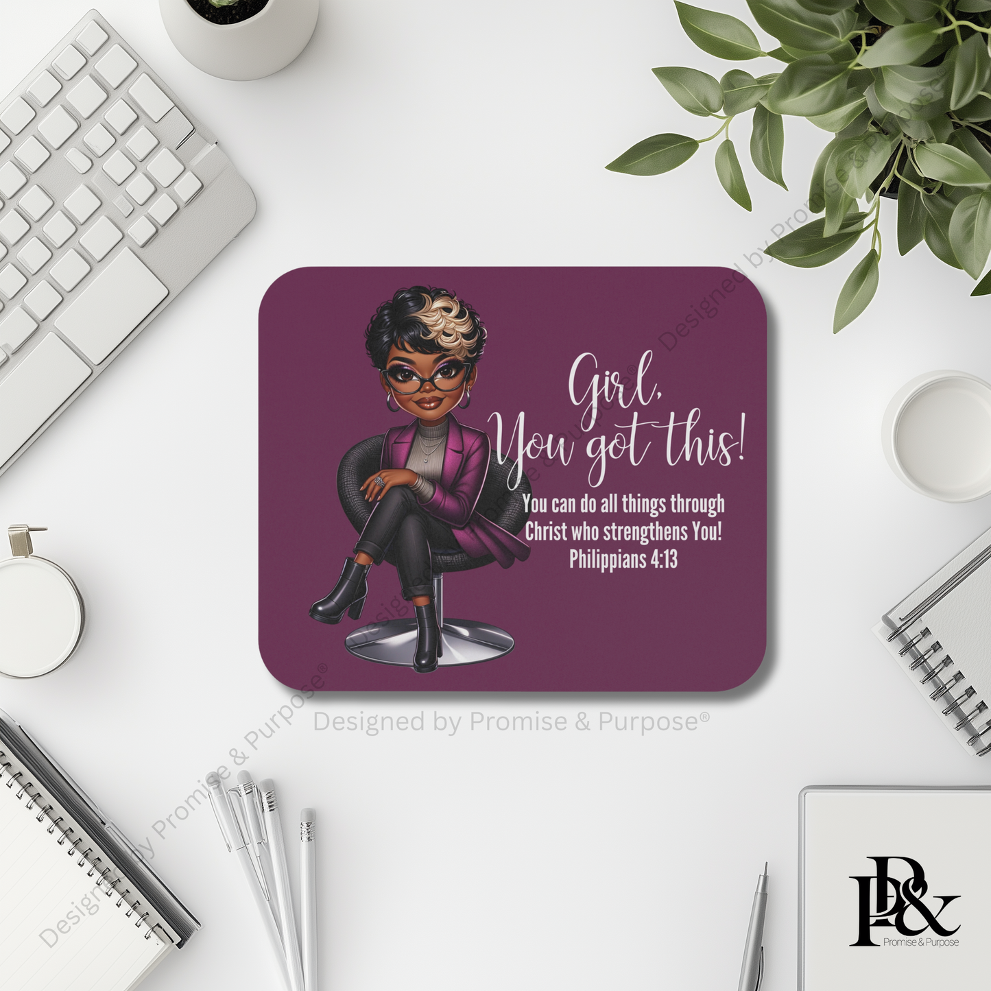 Girl You Got This™ mousepad by Promise & Purpose® featuring faith-inspired encouragement for women, perfect for office desks, home workspaces, and everyday motivation.