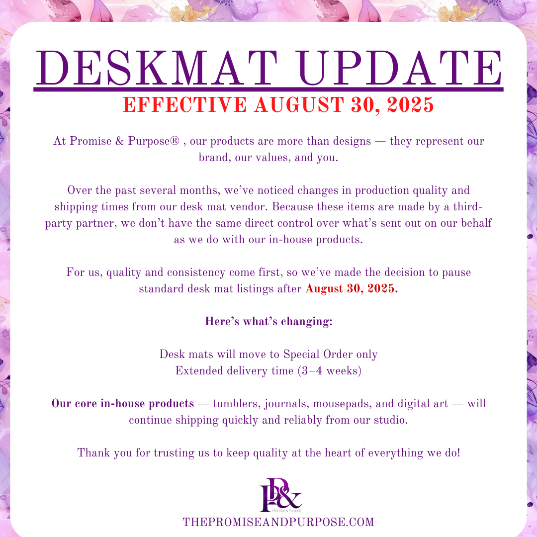Desk Mats Moving to Special Order Effective 8/30/25