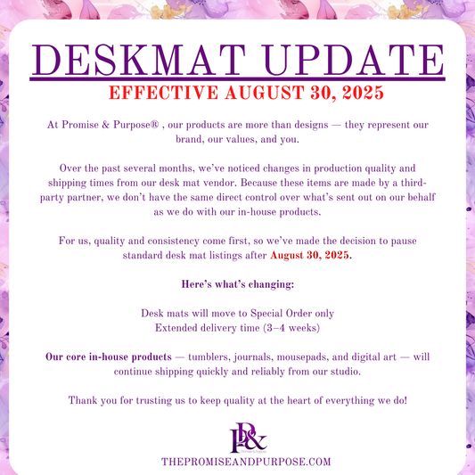 Desk Mats Moving to Special Order Effective 8/30/25