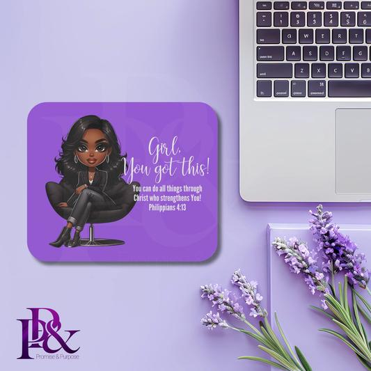 Girl, You Got This Violet Mouse Pad | Faith-Based Desk Decor | YGTW18A