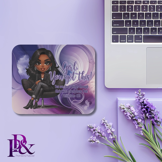 Girl, You Got This Purple Swirl Mouse Pad | Faith-Based Desk Decor | YGTW18SW