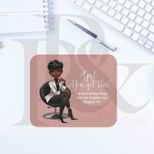 Girl You Got This Collection - Pink Short Hair Mousepad - YGTW18