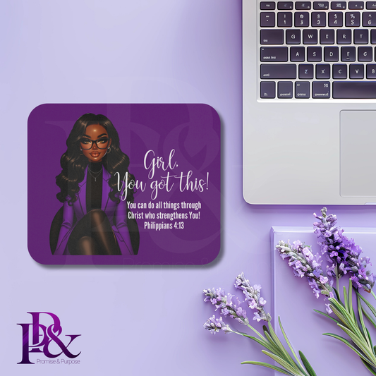 Girl, You Got This Purple Mouse Pad | Faith-Based Desk Decor | YGTW19P