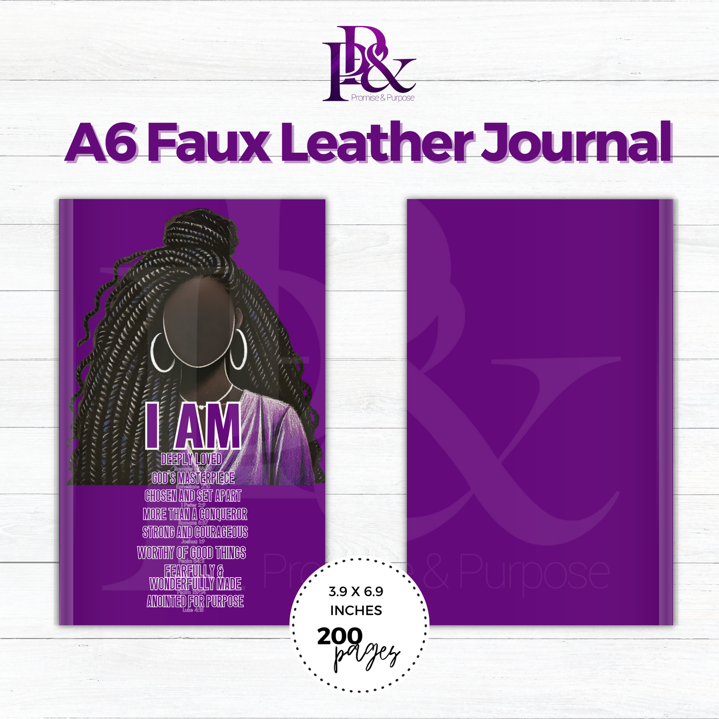 I am Scripture Purple A6 Faux Leather Journal | IAM07J