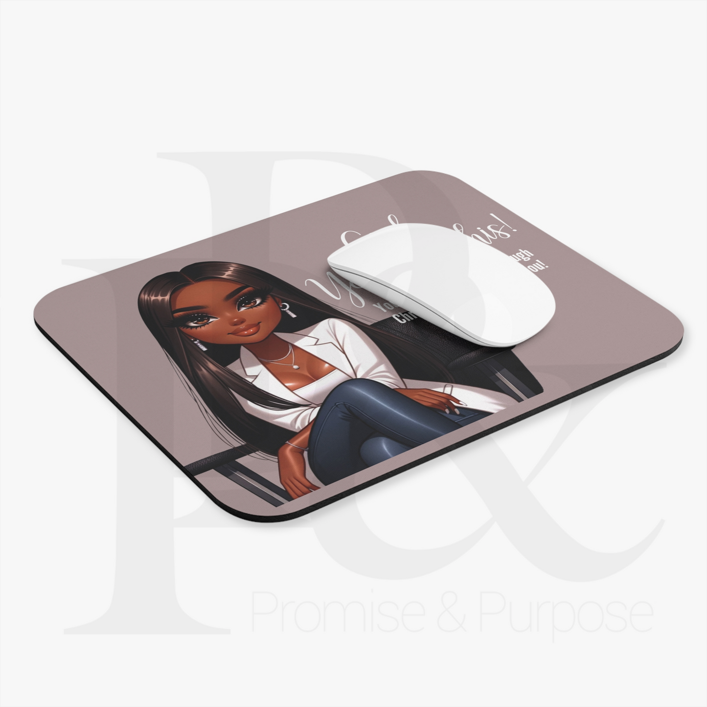 Girl You Got This Collection - Long Straight Hair Tan Mousepad - YGTW11