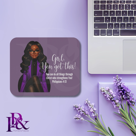 Girl, You Got This Violet Mouse Pad | Faith-Based Desk Decor | YGTW19PV