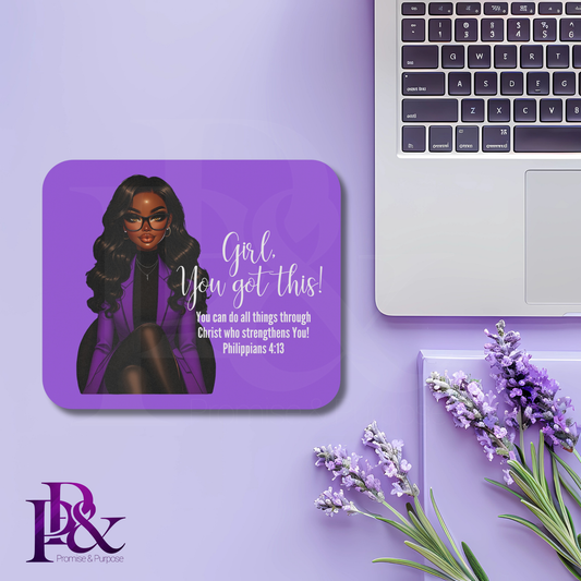 Girl, You Got This Violet Mouse Pad | Faith-Based Desk Decor | YGTW19A
