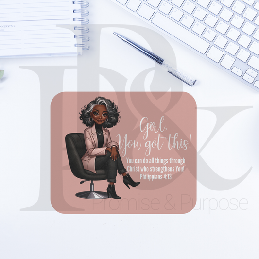 Girl You Got This Collection - Pink Salt & Pepper Medium Hair Mousepad - YGTW19