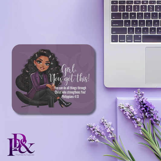 Girl, You Got This Violet Mouse Pad | Faith-Based Desk Decor | YGTW20PV