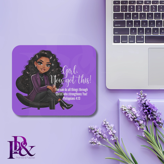 Girl, You Got This Violet Mouse Pad | Faith-Based Desk Decor | YGTW20A