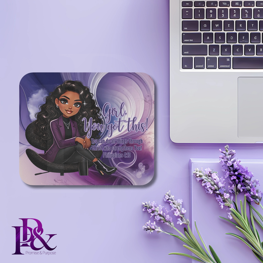 Girl, You Got This Purple Swirl Mouse Pad | Faith-Based Desk Decor | YGTW20SW