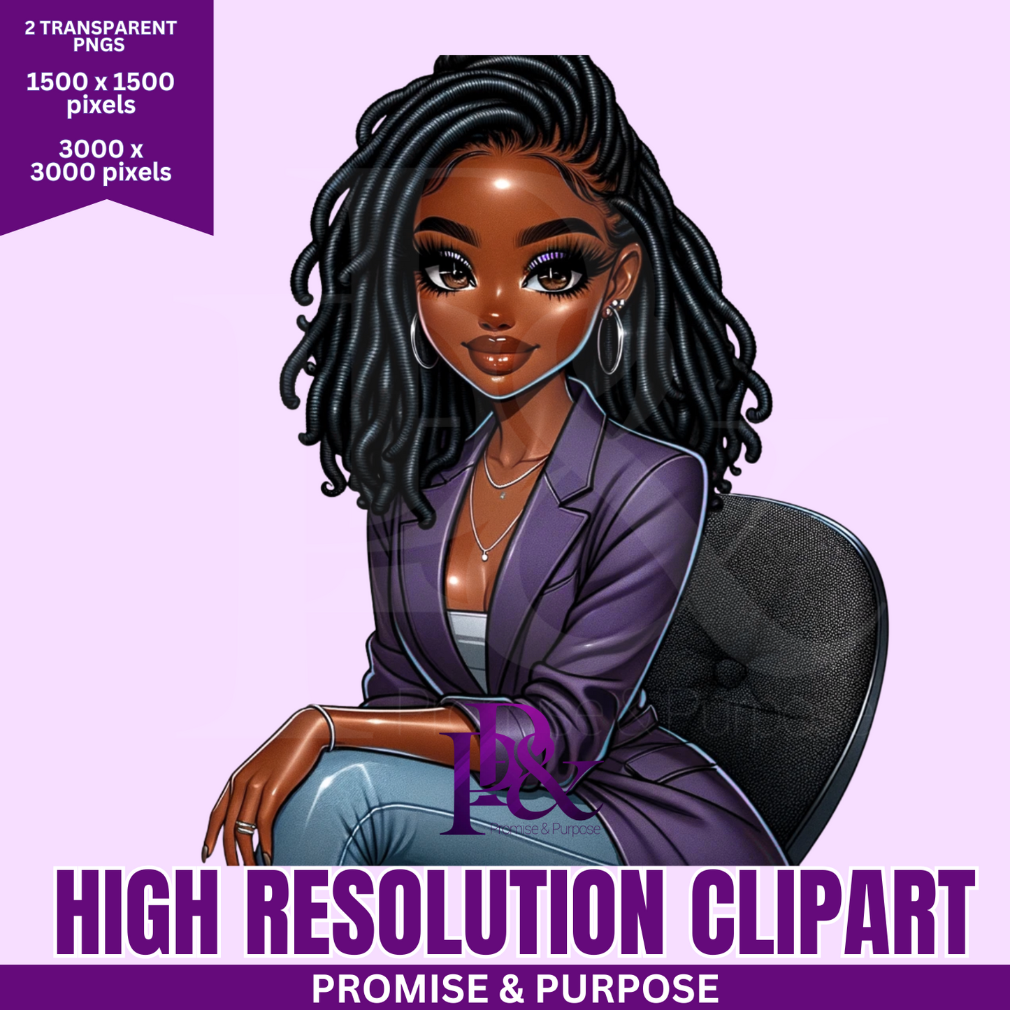 Black Business Women Clipart - Print-Ready High Resolution - BWCA11