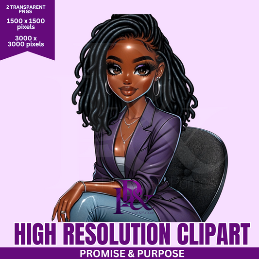 Black Business Women Clipart - Print-Ready High Resolution - BWCA11