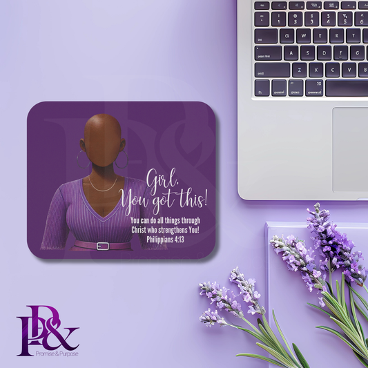 Girl, You Got This Purple Floral Mouse Pad | Faith-Based Desk Decor | YGTFL5