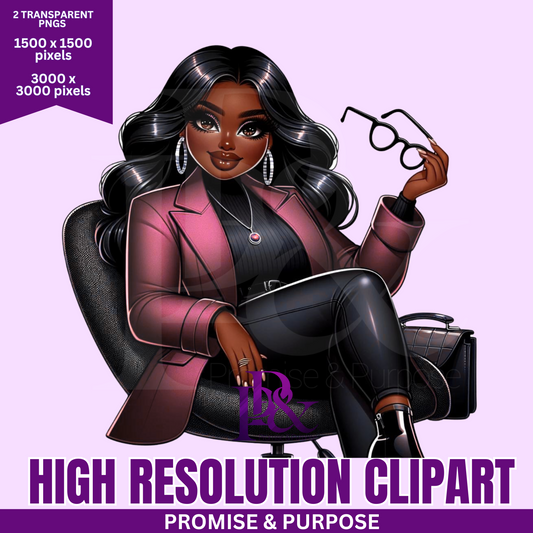 Black Business Women Clipart - Print-Ready High Resolution - BWCA12