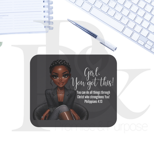 Girl You Got This Collection - Gray Braided Updo Mousepad - YGTW13