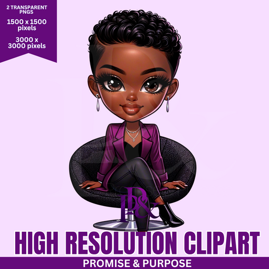 Black Business Women Clipart - Print-Ready High Resolution - BWCA13