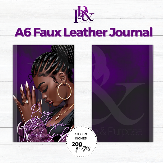 Pray Believe Trust God Purple A6 Faux Leather Journal | PBTGW13