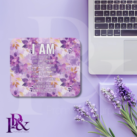 I am Scripture Text Mouse Pad | Faith-Based Desk Decor | IAMTXT01