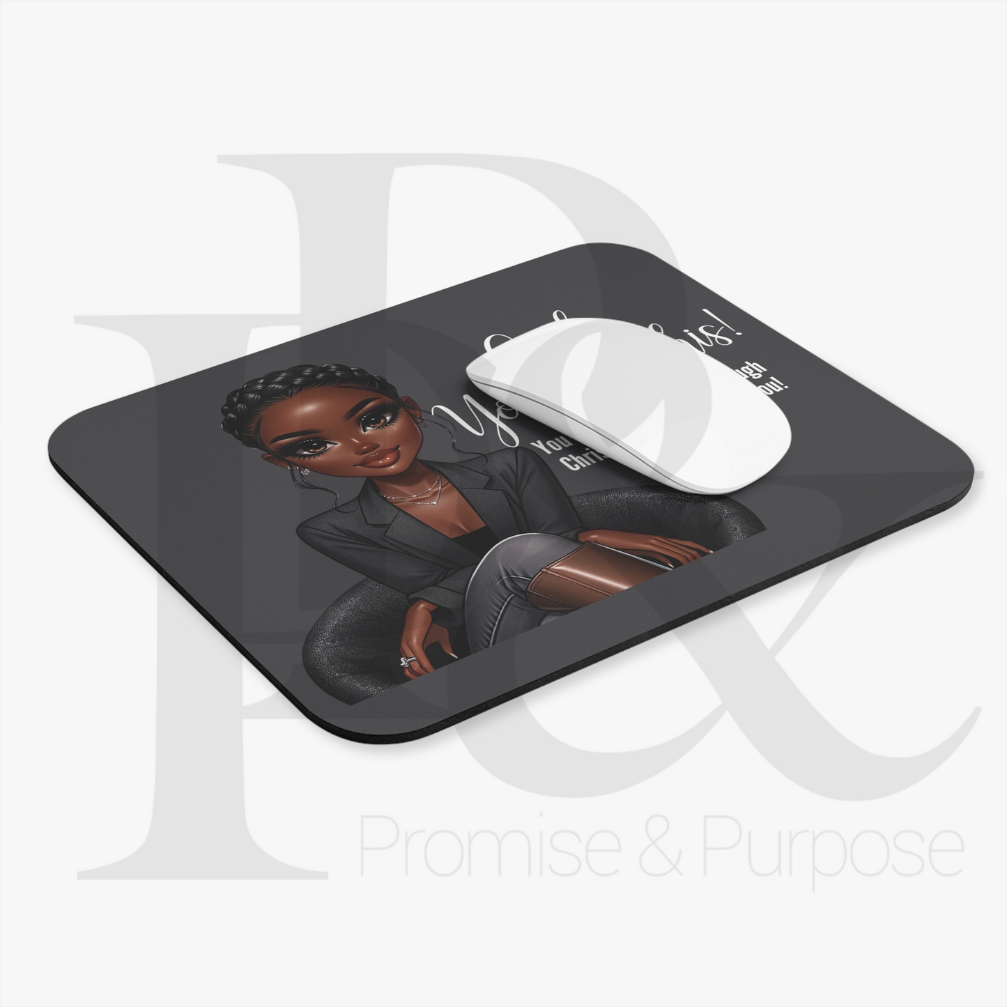 Girl You Got This Collection - Gray Braided Updo Mousepad - YGTW13