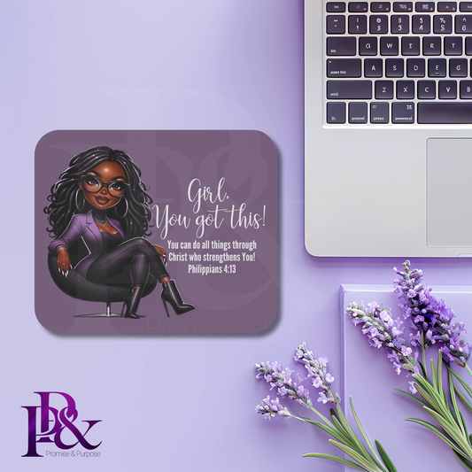 Girl, You Got This Violet Mouse Pad | Faith-Based Desk Decor | YGTW03PV