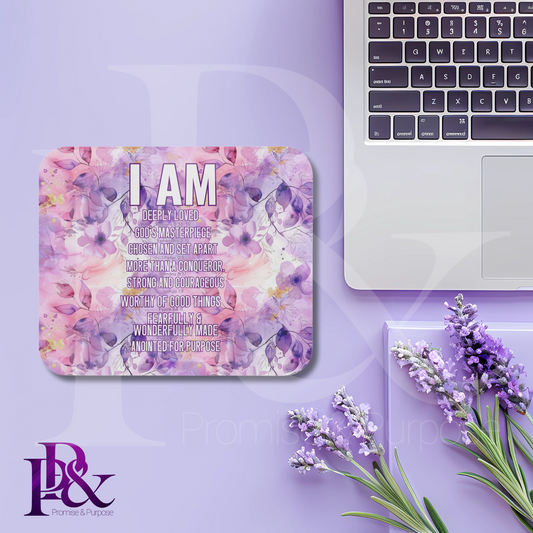 I am Scripture Text Mouse Pad | Faith-Based Desk Decor | IAMTXT02