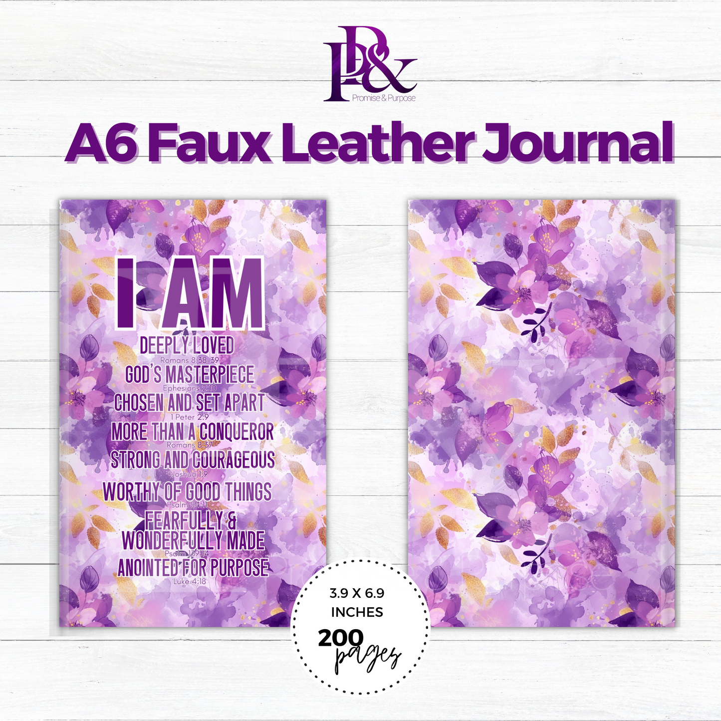 I am Scripture Purple A6 Faux Leather Journal | IAMTXT01J
