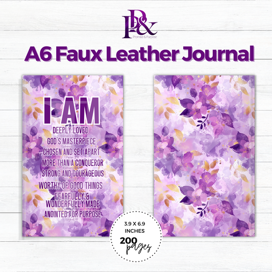 I am Scripture Purple A6 Faux Leather Journal | IAMTXT01J