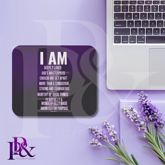 I am Scripture Text Mouse Pad | Faith-Based Desk Decor | IAMTXT03