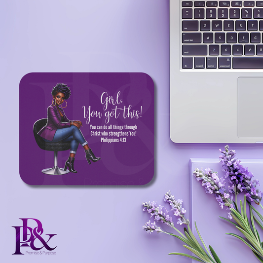 Girl, You Got This Purple Mouse Pad | Faith-Based Desk Decor | YGTW09P