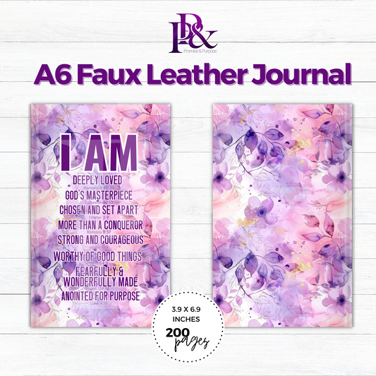 I am Scripture Purple A6 Faux Leather Journal | IAMTXT02J