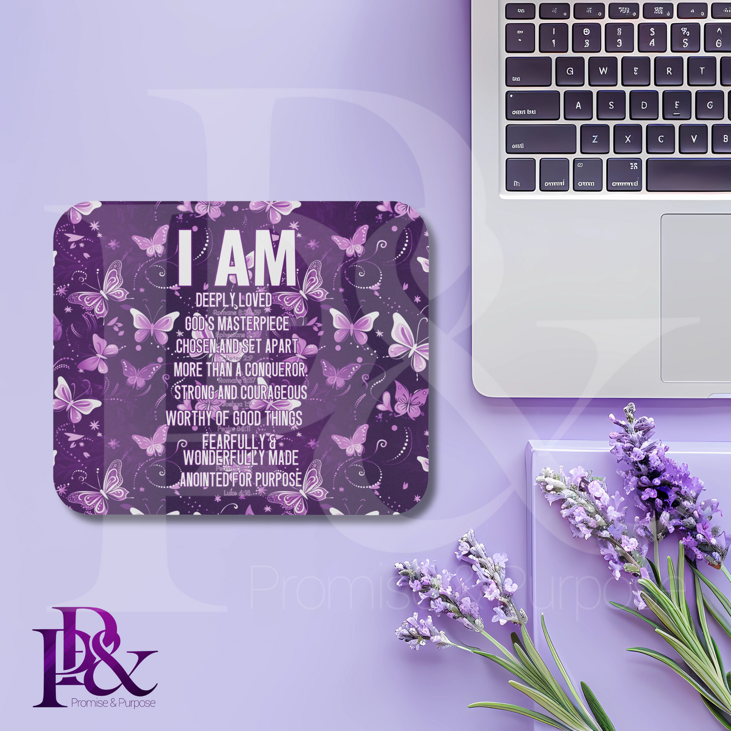 I am Scripture Text Mouse Pad | Faith-Based Desk Decor | IAMTXT04