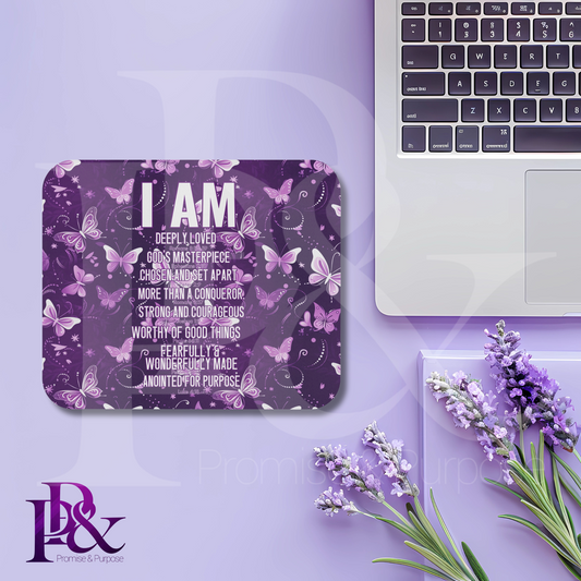 I am Scripture Text Mouse Pad | Faith-Based Desk Decor | IAMTXT04