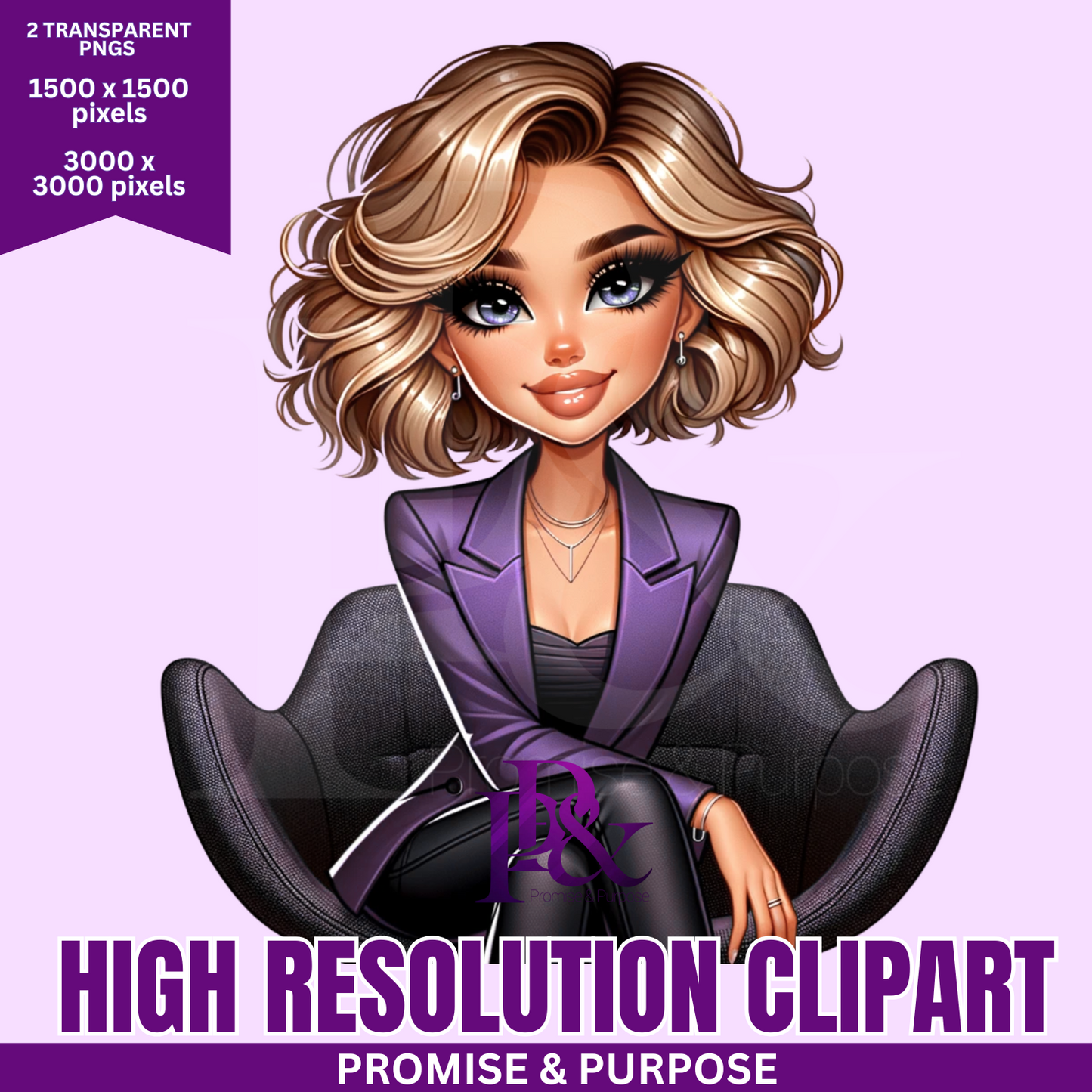 Black Business Women Clipart - Print-Ready High Resolution - BWCA17